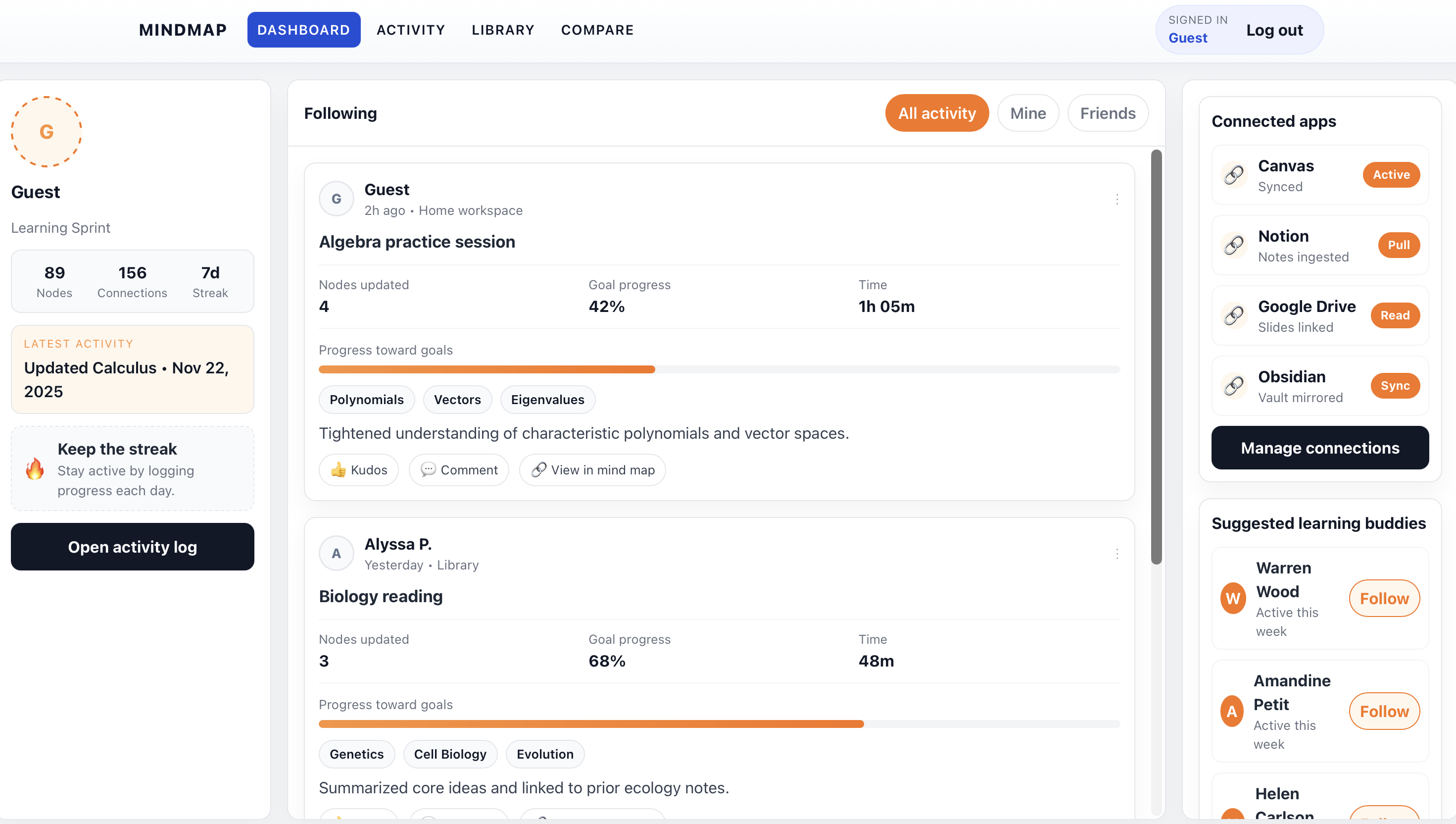 Earlier version of the Knowledge Map home experience